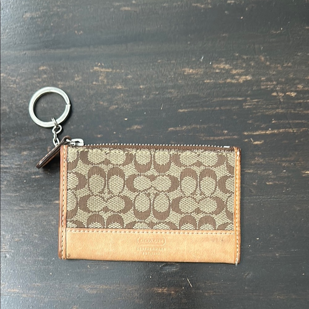 Vintage Coach Signature Brown and Tan Keychain Wallet